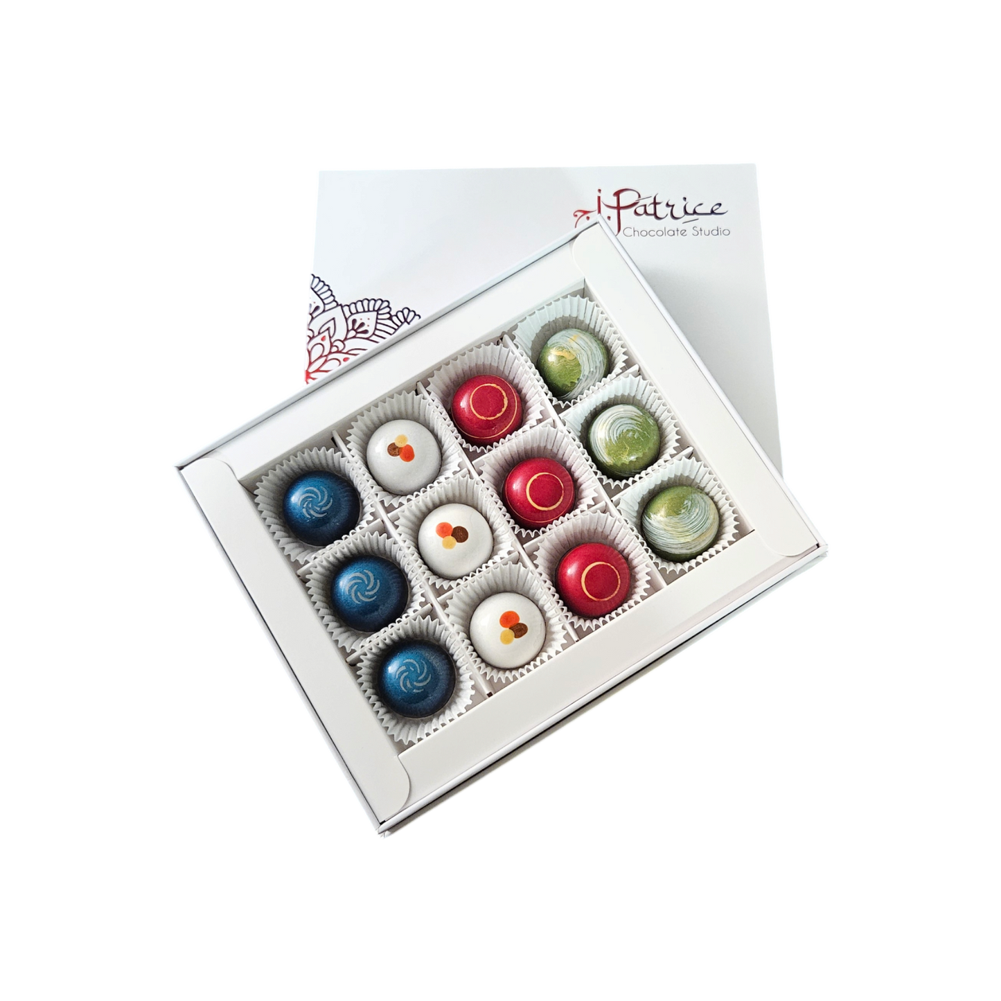12 Piece Fall Collection showcasing seasonal chocolates inspired by autumn flavors and colors.