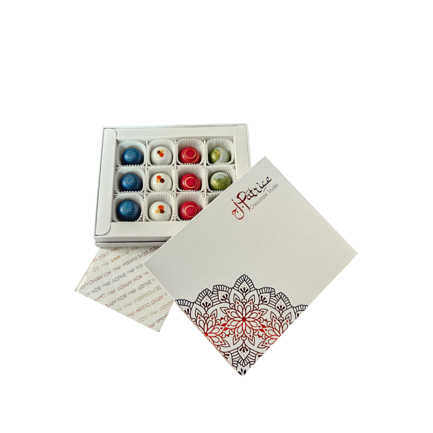 Pack of 12 Piece Fall Collection featuring seasonal chocolates with rich autumn flavors and vibrant designs.