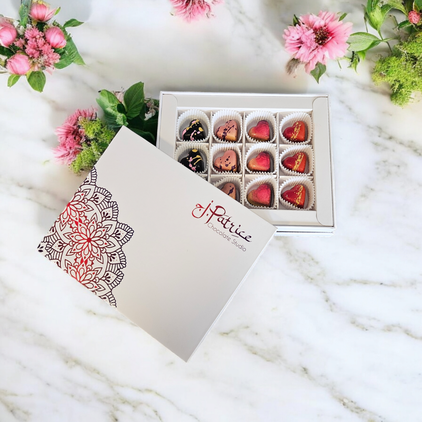 12-piece "All Hearts" chocolate collection.