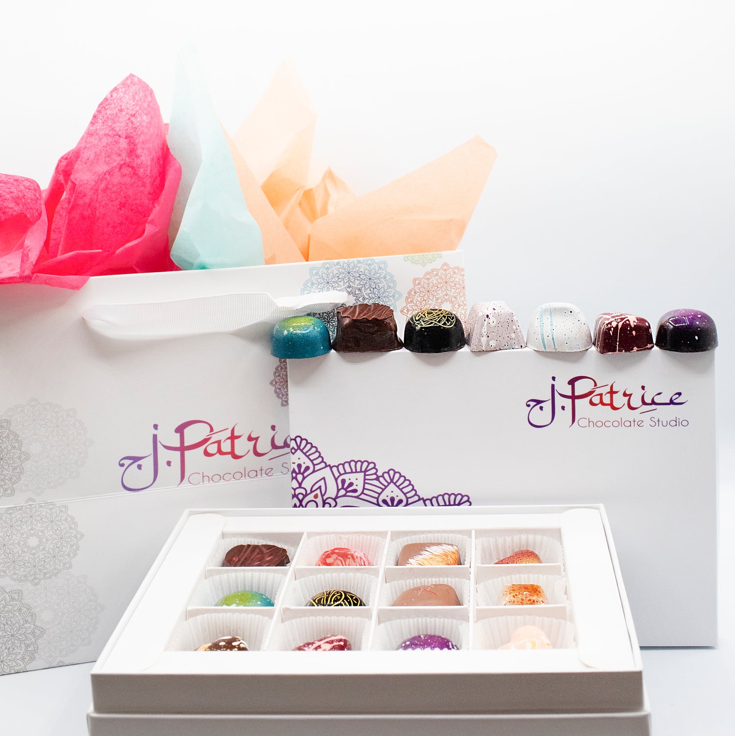 Product display of chocolate collection.