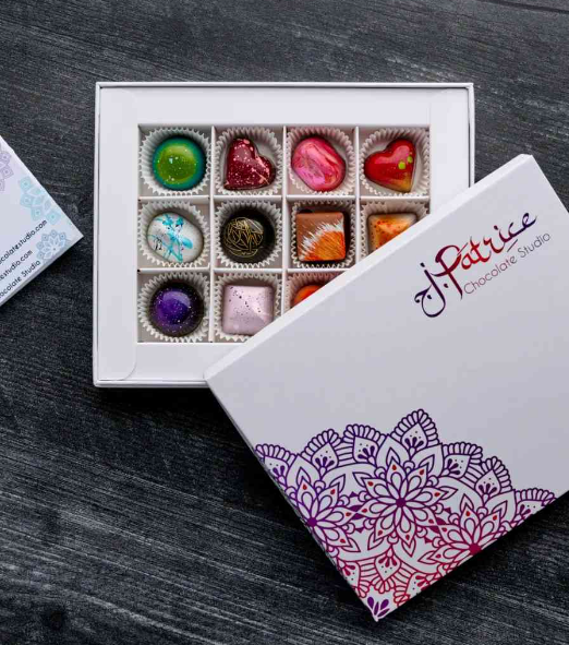 12 Bonbon Chocolatier's Choice Box filled with a selection of gourmet chocolates.