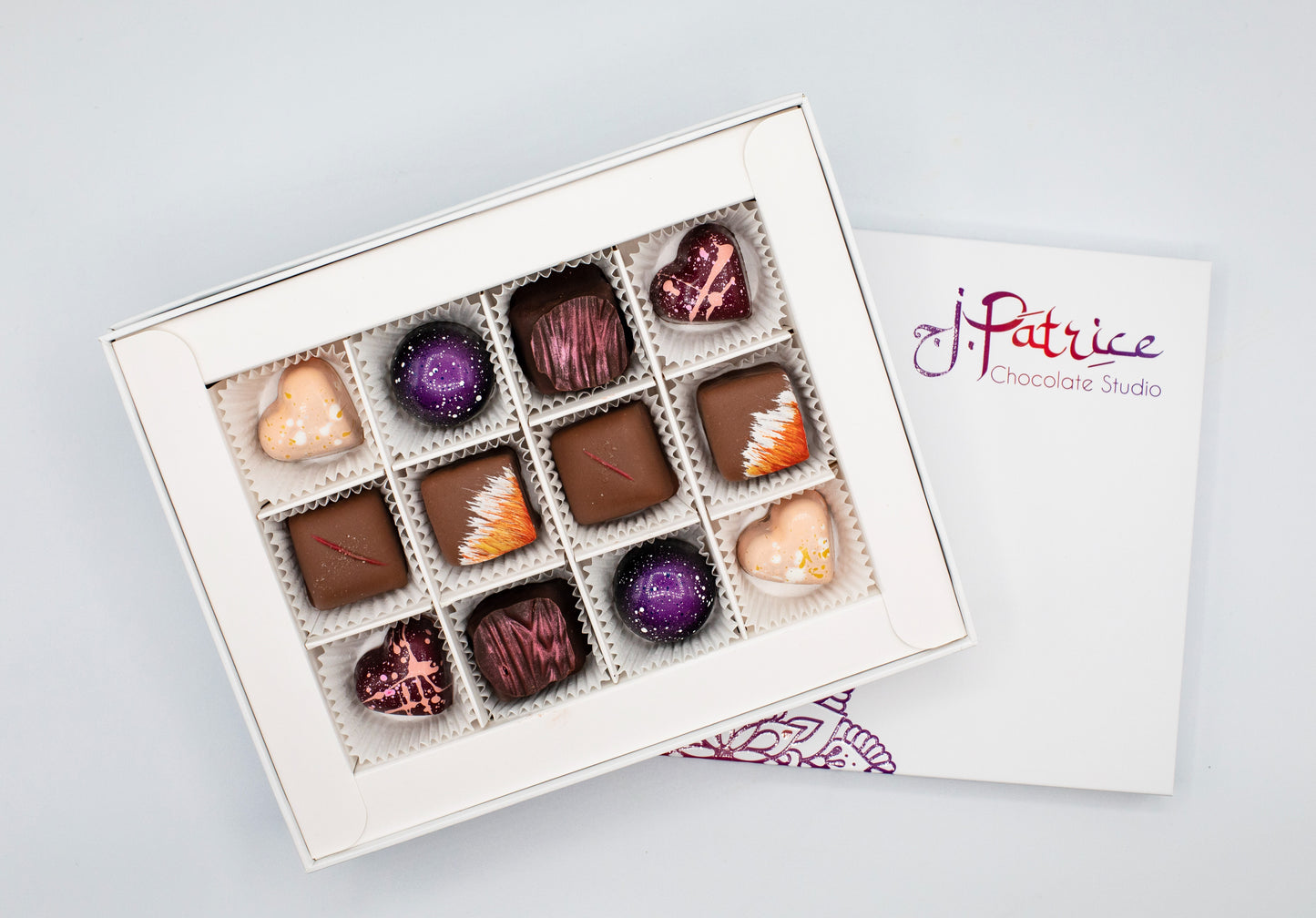 12 Piece Classic BonBon Collection Box showcasing a delightful assortment of timeless bonbon flavors.