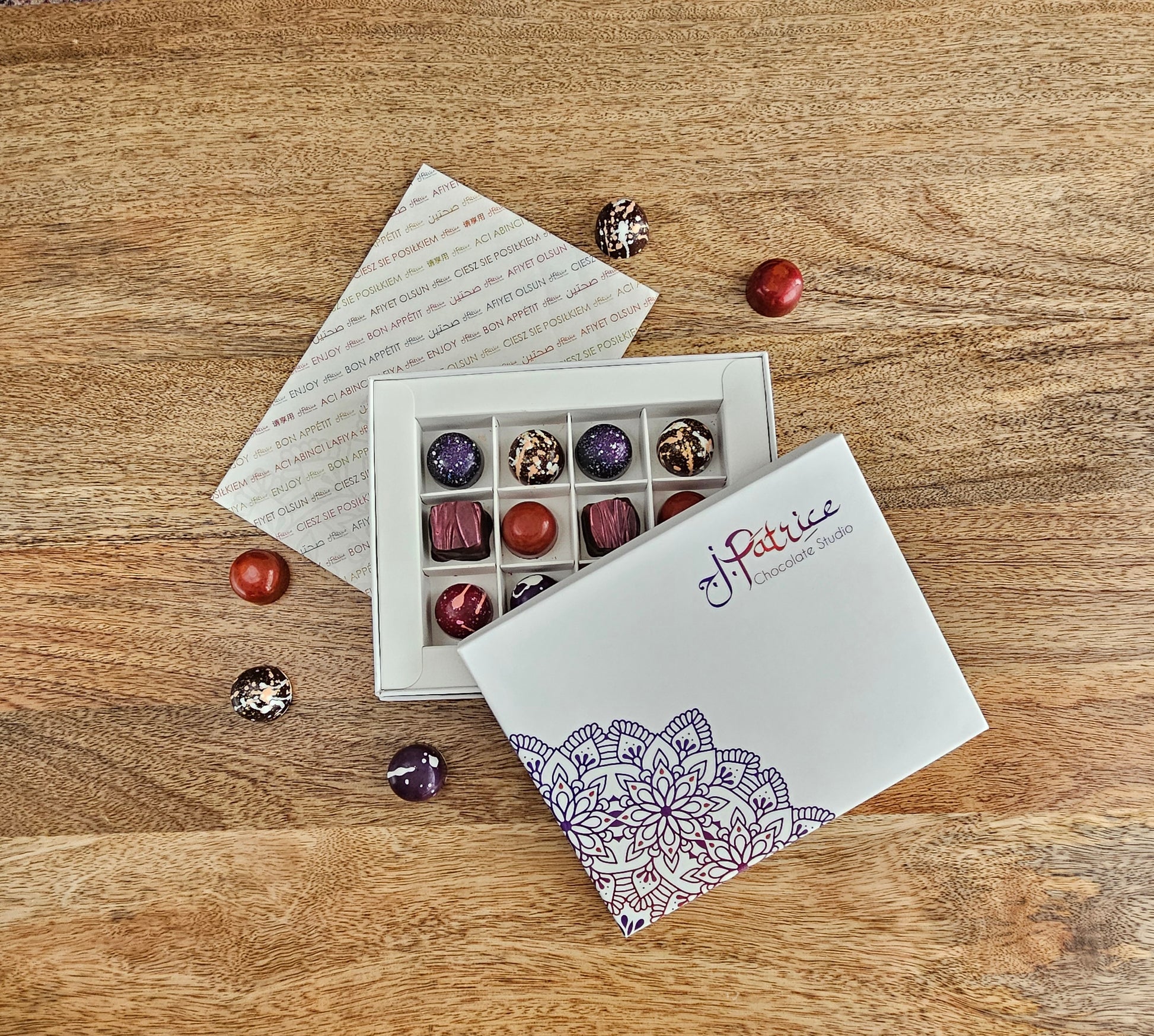 12 Piece Dark Chocolate Collection featuring a selection of rich and decadent dark chocolates.