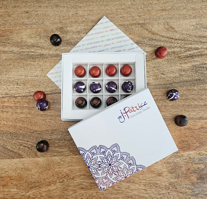 12 Piece Vegan Collection Box featuring an assortment of delicious, dairy-free chocolates.