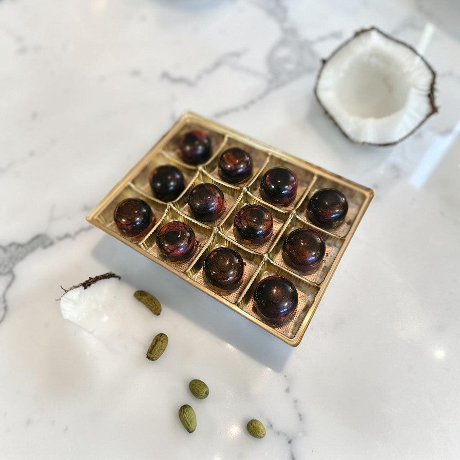 Coconut Cardamom Caramel - Bulk BonBons 12 piece Tray