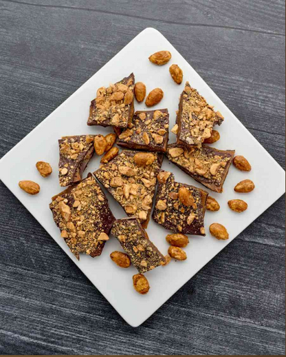 Dark Chocolate Almond Toffee Bark featuring crunchy toffee and almonds coated in rich dark chocolate.