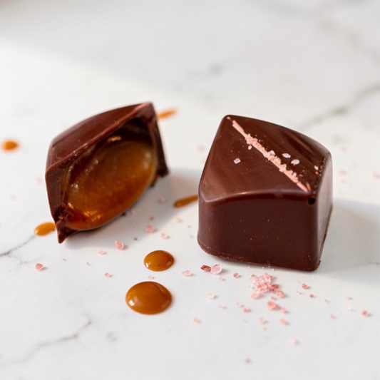 Pink Himalayan Salt Caramel Dark -Bulk BonBons 12 piece Tray