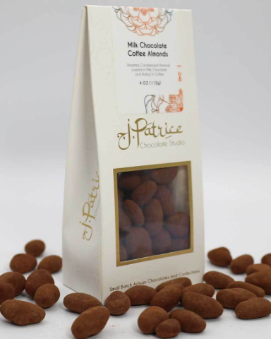 Pack of Milk Chocolate Coffee Almonds, showcasing crunchy almonds in creamy chocolate with a rich coffee infusion.