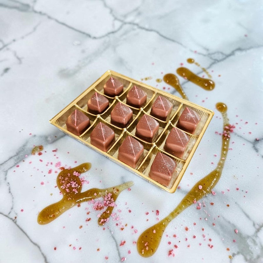 Pink Himalayan Salt Caramel Milk -Bulk BonBons 12 piece Tray